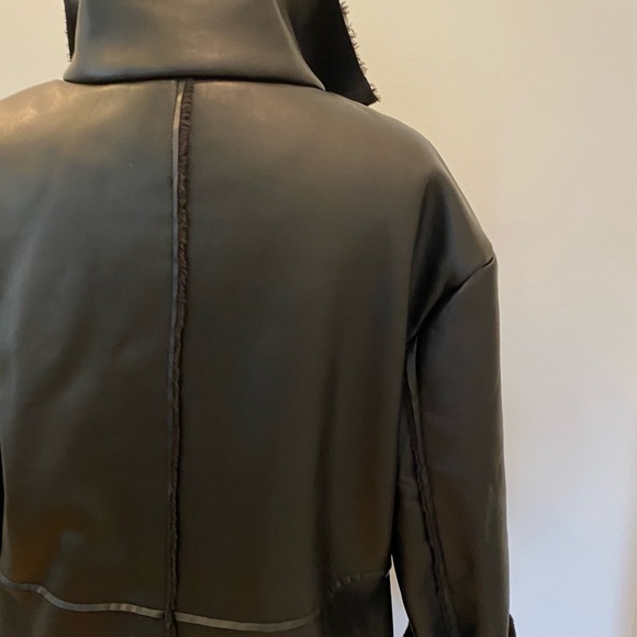 NA-KD Womens Black Faux Leather Coat with Zipper Closure w Faux Fur Lining / 36 - Picture 10 of 16